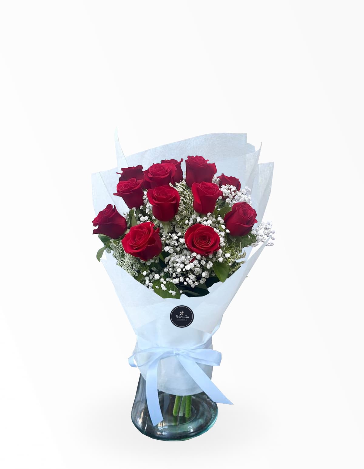 Image of 12 Red Roses In a Vase