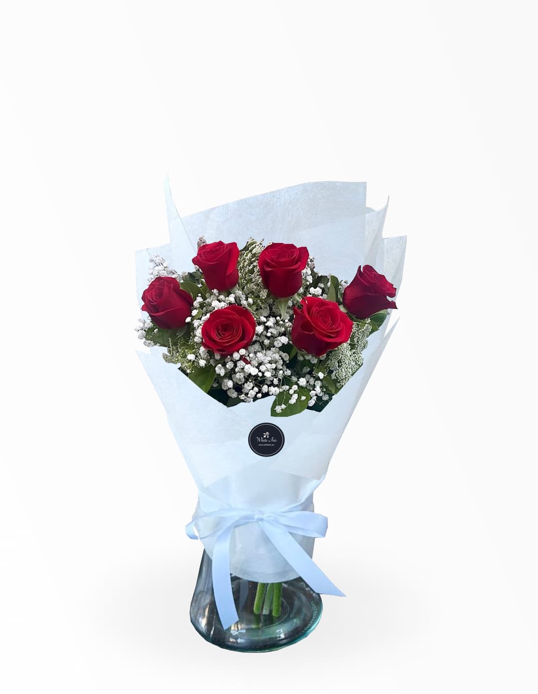 6 Red Roses In a Vase